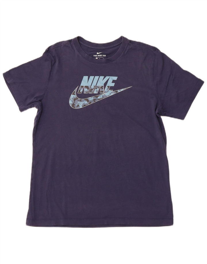 NIKE Camiseta gráfica para hombre Top grande de algodón azul marino