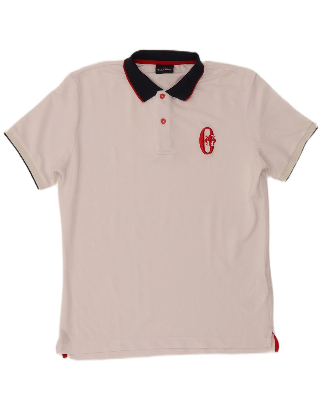 Conte of Florence Polo para hombre pequeño poliéster color block blanco