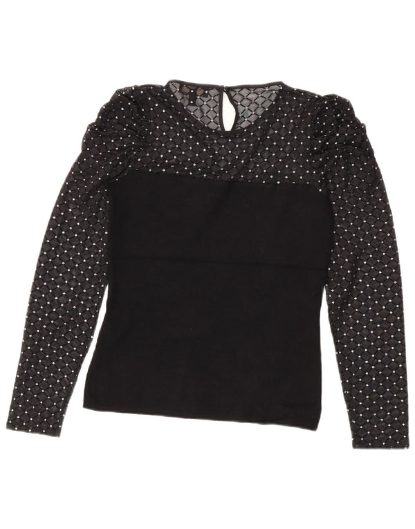 Lipsy Blusa de Manga Larga para Mujer UK 40 Small Viscosa Negra