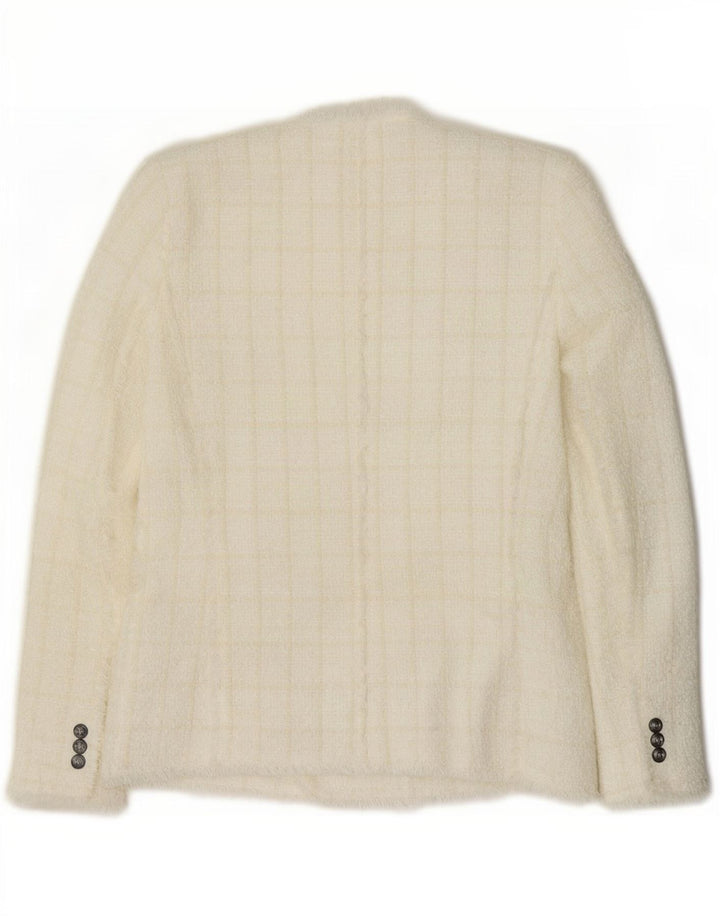 Zara Chaqueta Blazer De Doble Botonadura para Mujer UK 12 Medium White Check
