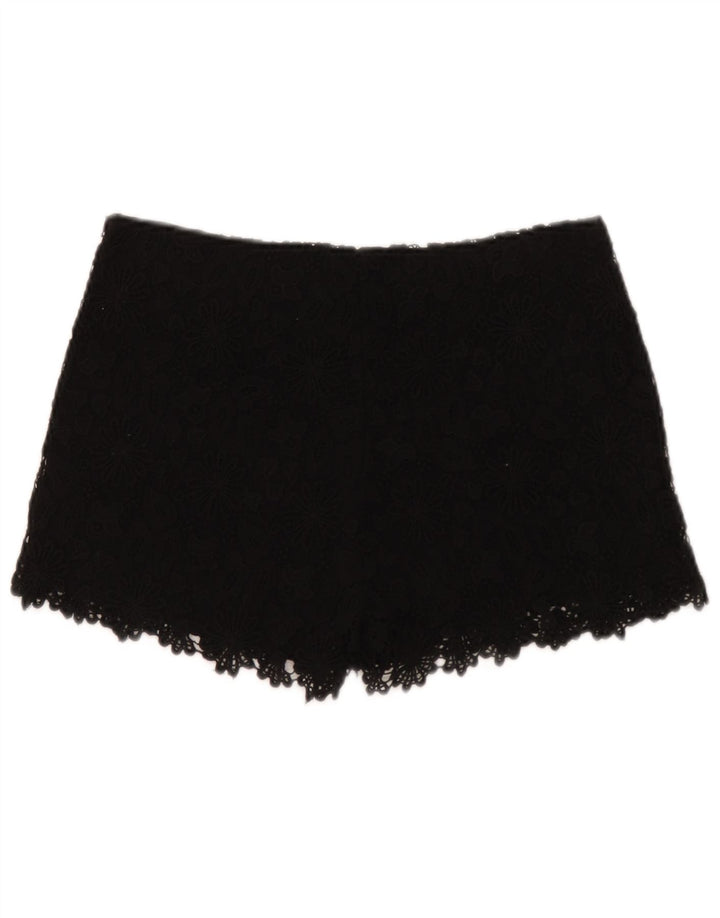 Zara Mujer Pantalones Cortos Casuales Pequeños W26 Negro Floral