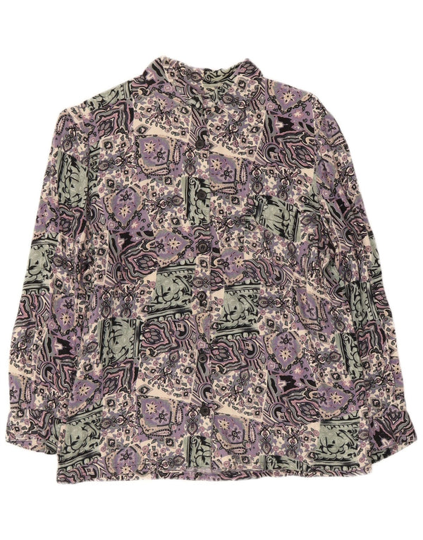 Vintage mujer 3/4 manga camisa Reino Unido 14 medio multicolor patchwork