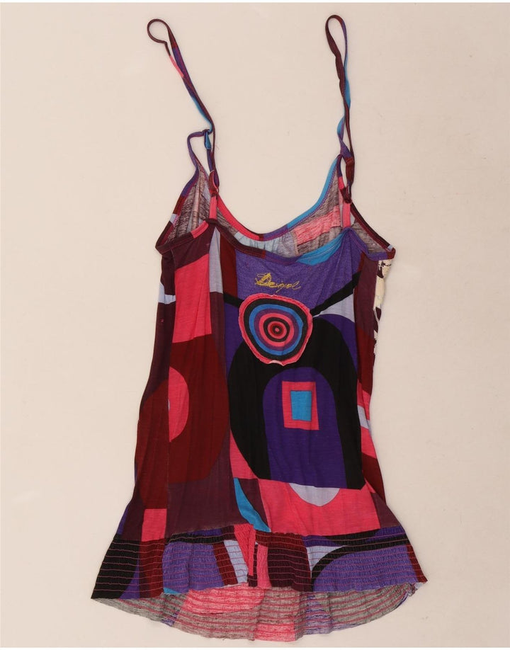 Desigual Top de tirantes gráfico para mujer Reino Unido 12 Mariposa multicolor mediana