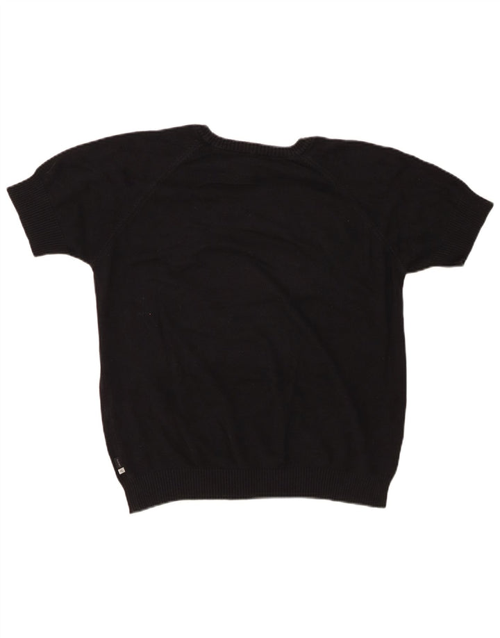 CALVIN KLEIN Suéter tipo jersey con cuello redondo para mujer UK 46 Grande Negro