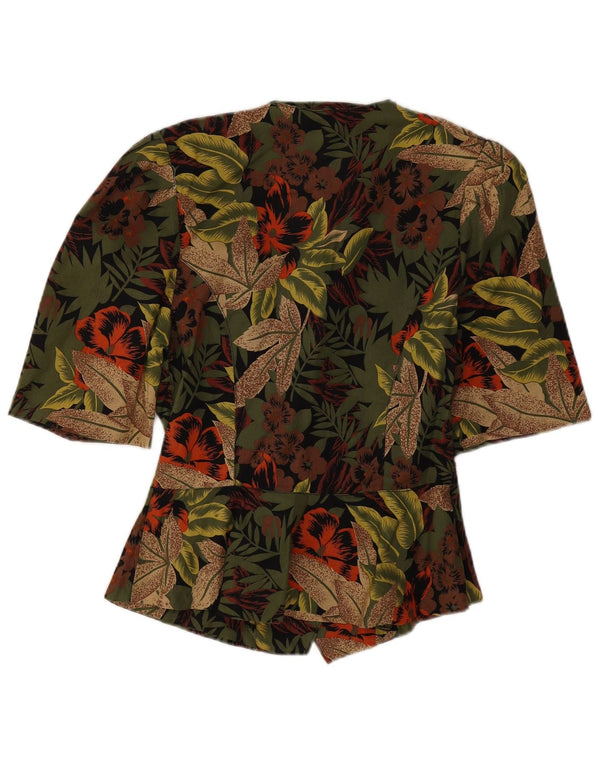 Vintage mujer 1 botón Blazer chaqueta IT 44 medio multicolor floral