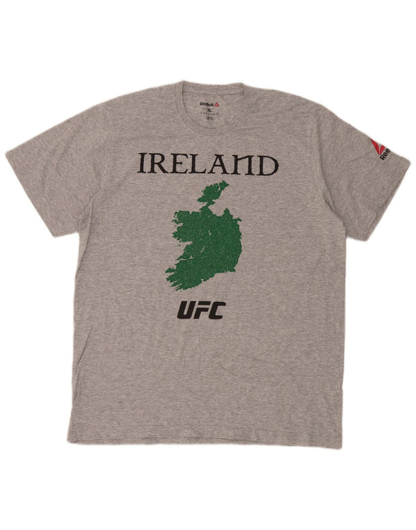 Reebok Camiseta gráfica Irlanda para hombre Top XL Gris Algodón