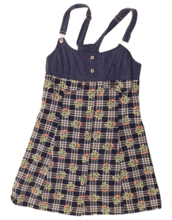 Colmar Minivestido Peto para Mujer UK 40 Mediano Azul Marino Cuadros Algodón