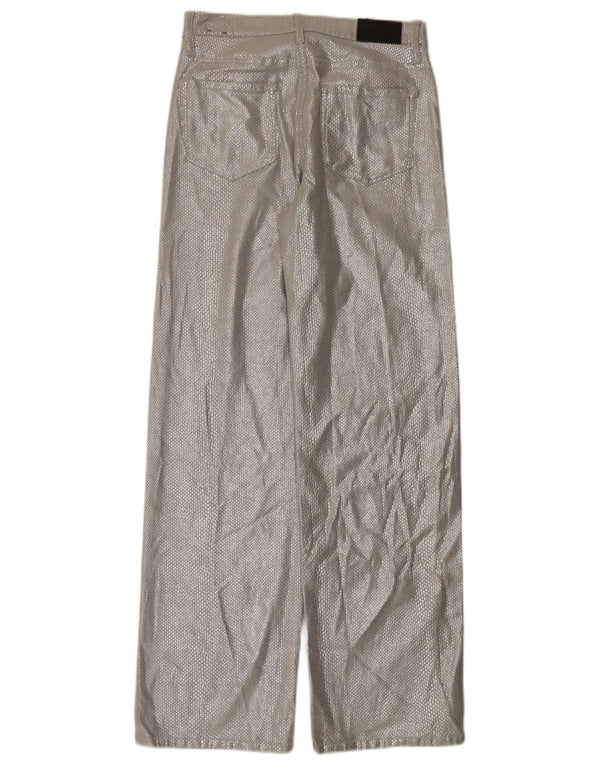Calvin Klein Pantalones Casuales De Cintura Alta Para Mujer W28 L32 Estampado Animal Plateado