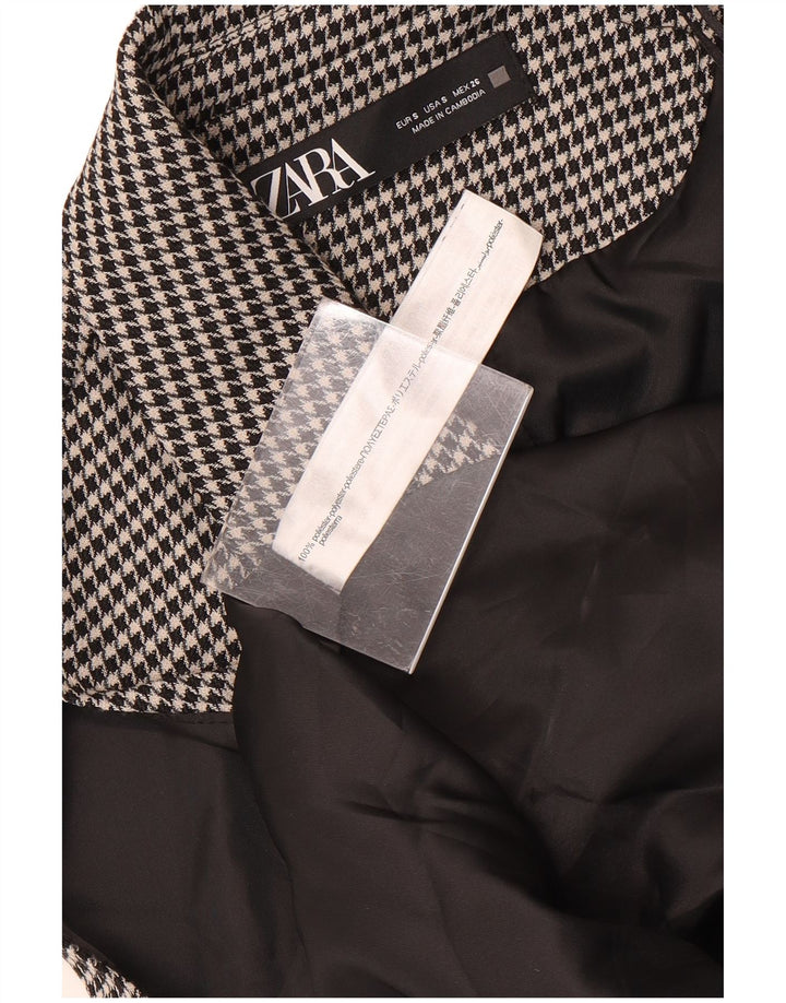 Zara Mujer Chaleco Largo Extragrande UK 10 Small Black Houndstooth