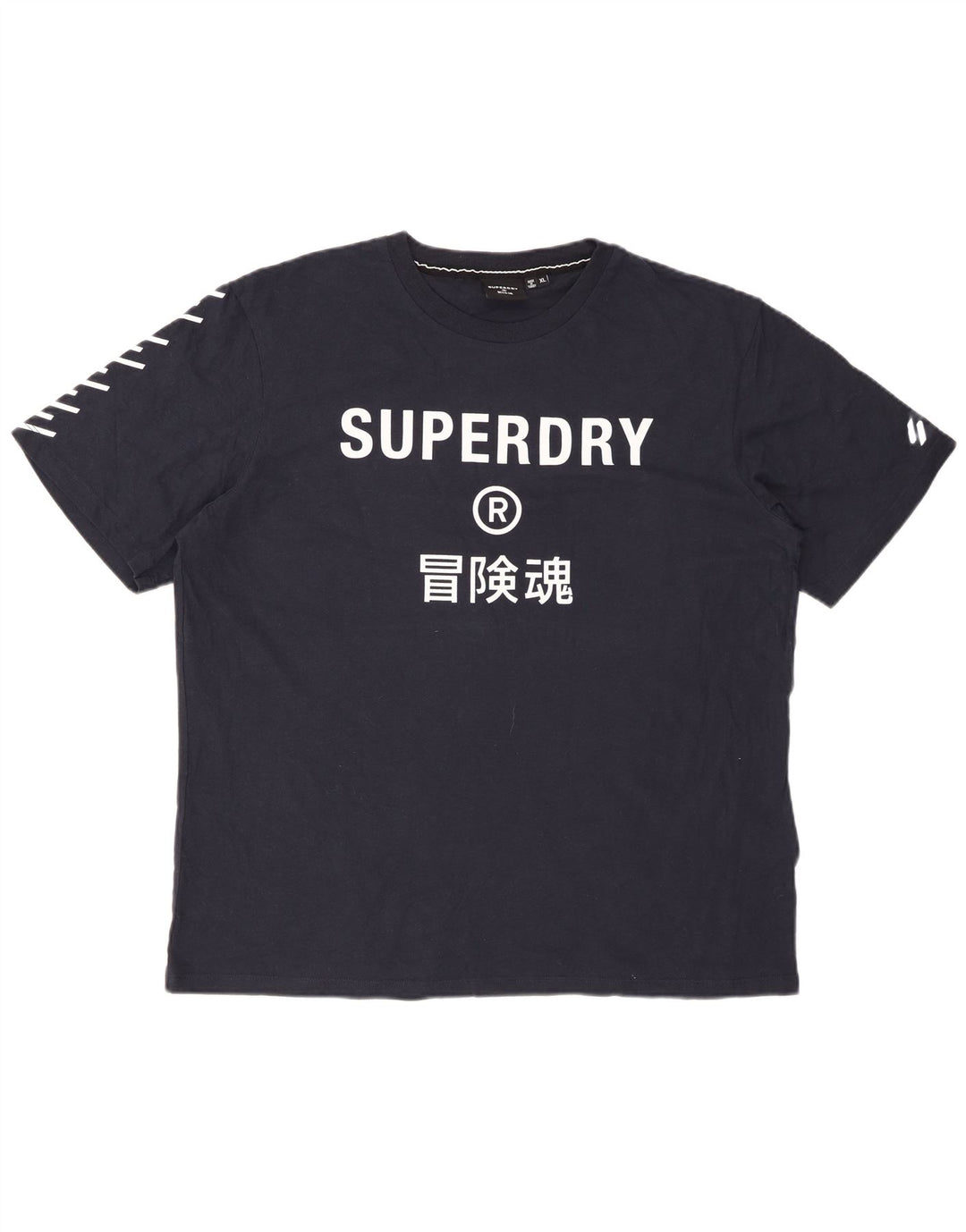 SUPERDRY Hombre Camiseta Gráfica Top XL Azul Marino Algodón