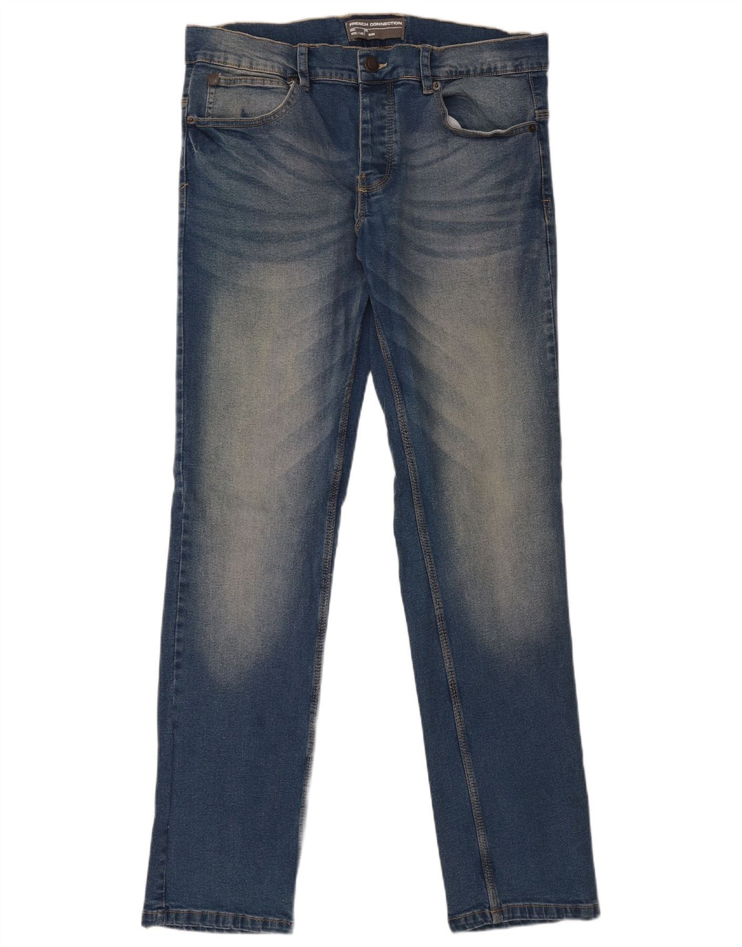 FRENCH CONNECTION Vaqueros ajustados gráficos para mujer W32 L32 Algodón azul