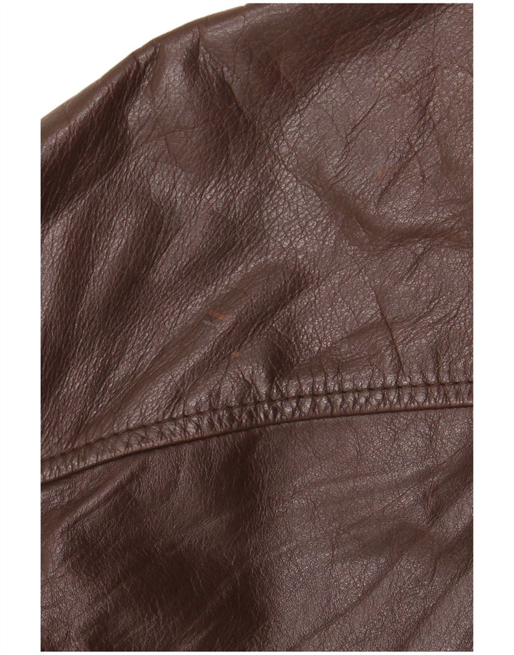 Chaqueta de cuero vintage para hombre IT 50 cuero marrón grande