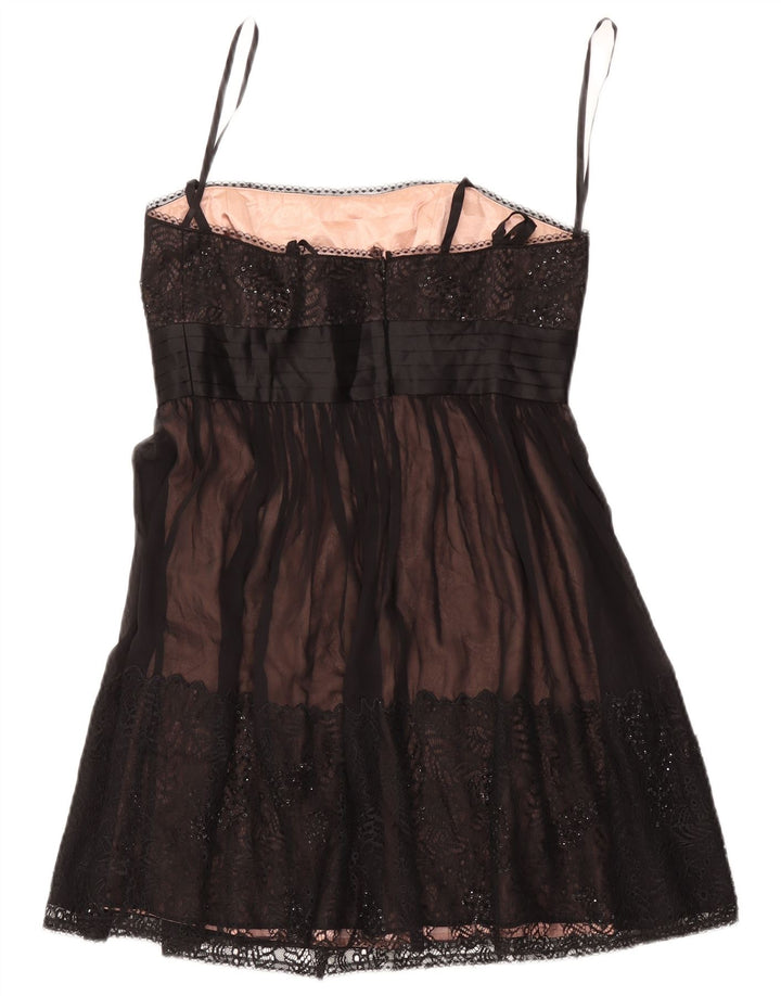 BCBGMAXAZRIA Vestido corto con hombros descubiertos para mujer UK 8 Small Negro
