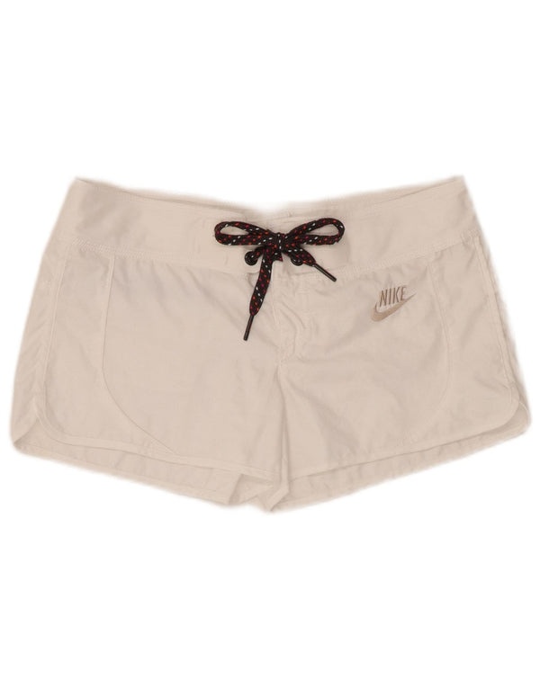 Nike - Pantalones cortos deportivos para mujer, talla 40, poliéster blanco pequeño