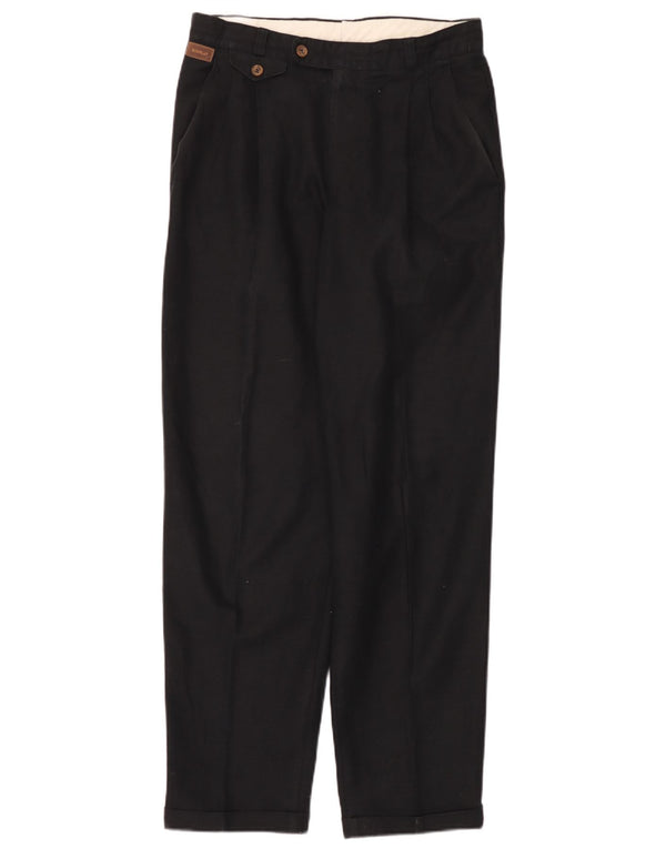 Vintage hombres pegados pantalones chinos IT 50 grande W32 L32 lino negro