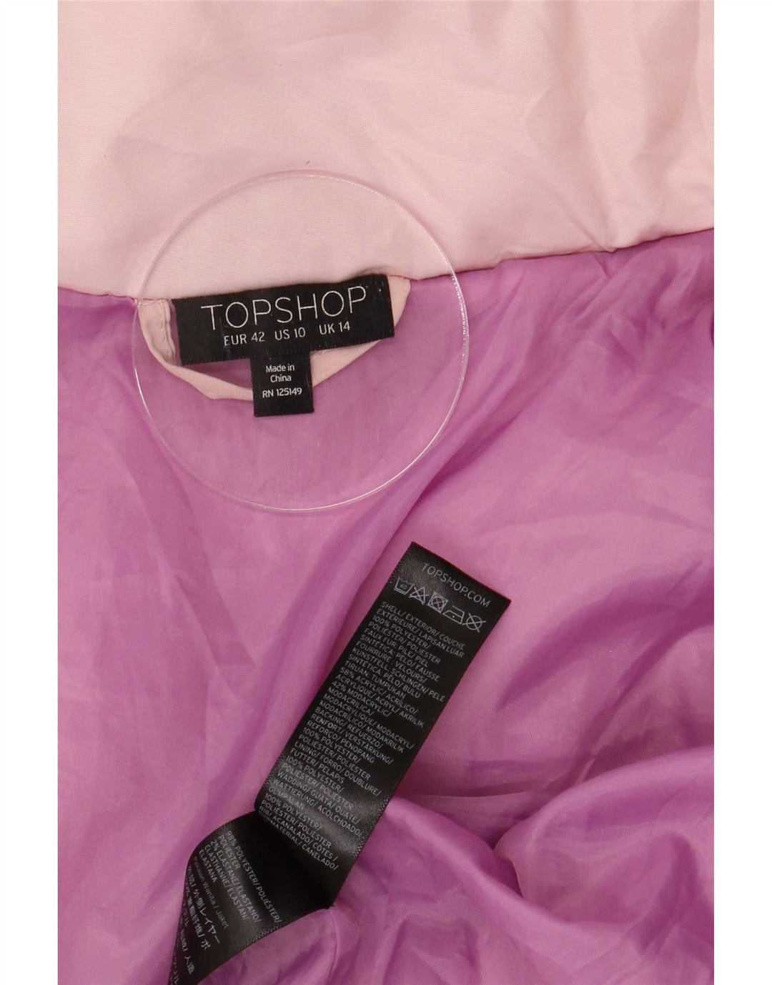 Topshop Chaqueta acolchada extragrande con capucha para mujer UK 40 Poliéster rosa grande