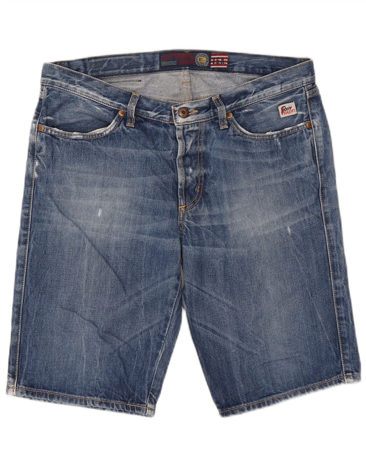 Roy Rogers Pantalones cortos de mezclilla desgastados para hombre W33 Algodón azul medio