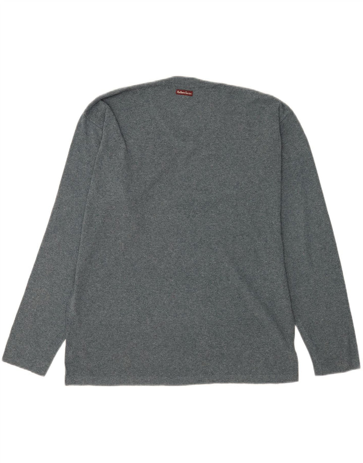 Marlboro Classics Suéter con cuello en V para hombre Acrílico moteado gris grande