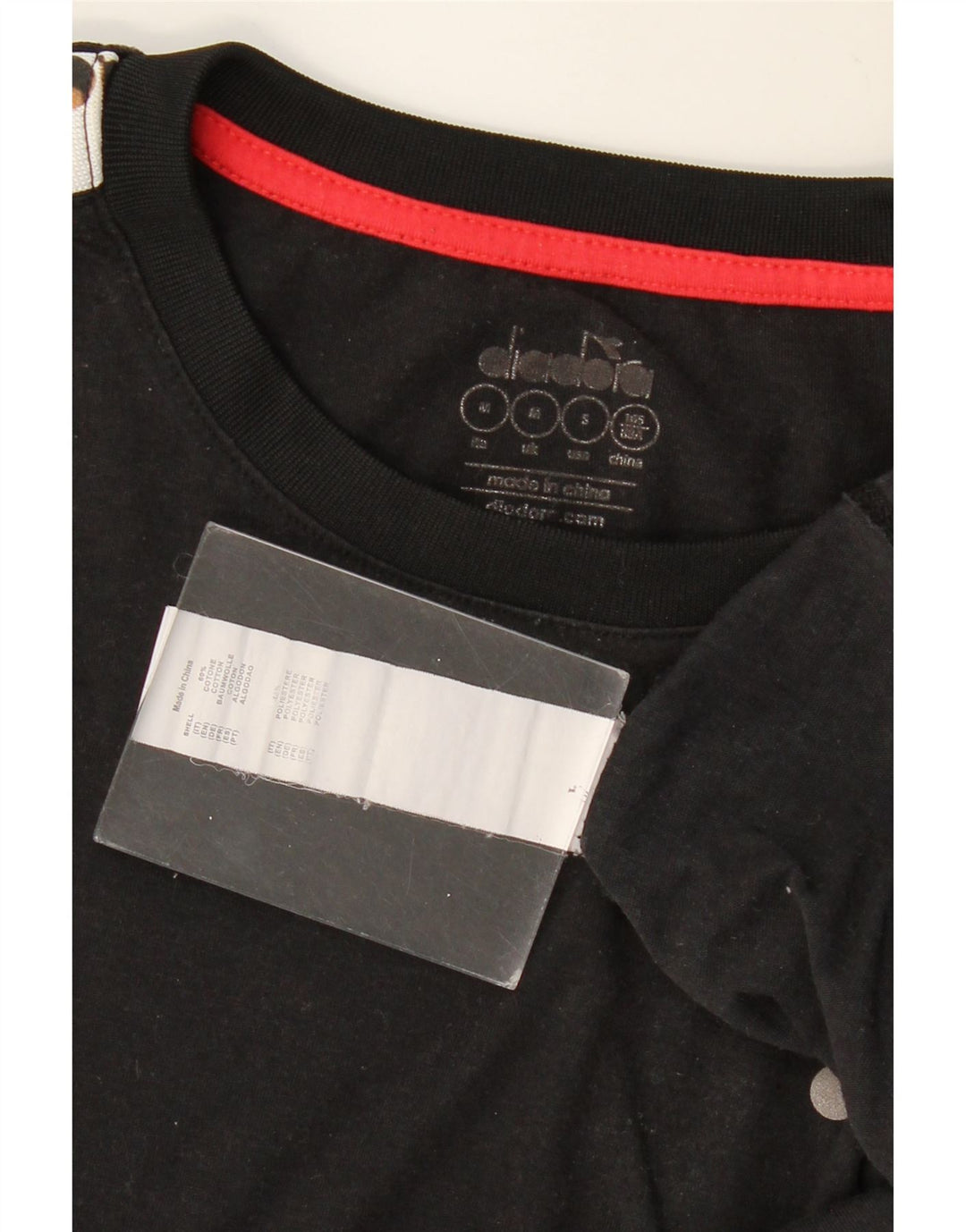 DIADORA Hombre Camiseta Gráfica Top Medium Negro Colorblock Algodón