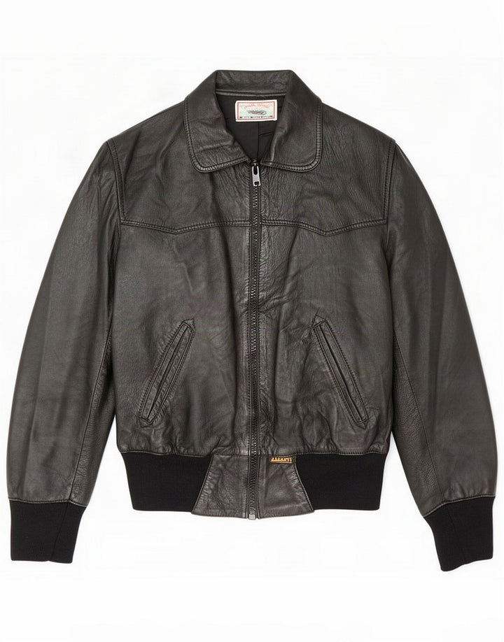 Albert Chaqueta Bomber de Cuero para Mujer UK 44 Mediana Negra