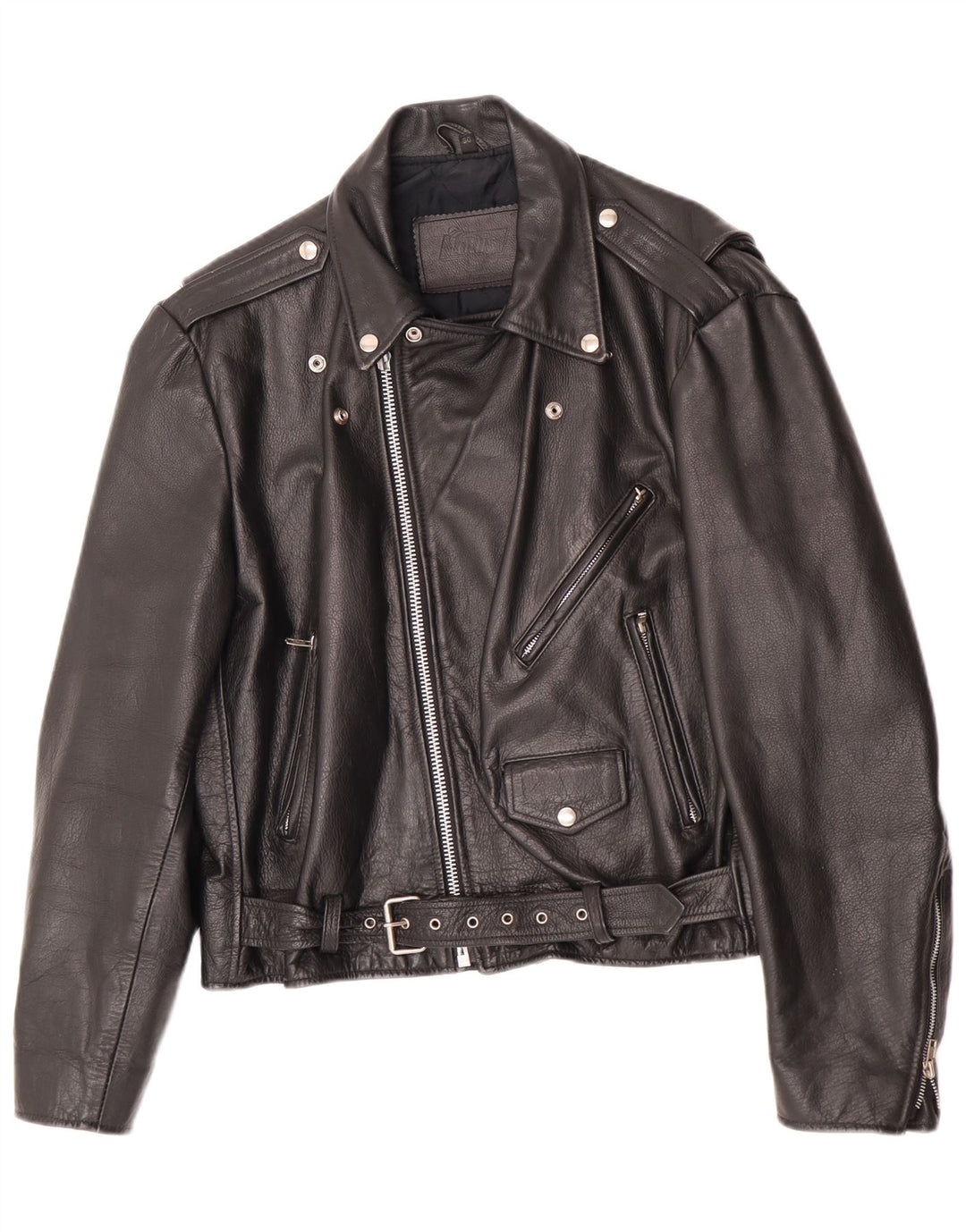 Louis Chaqueta motera de cuero para hombre EU 50 Grande Cuero negro