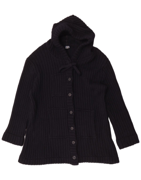 Vintage Mens Longline Hooded Oversized Cardigan Sweater UK 18 XL Navy Blue