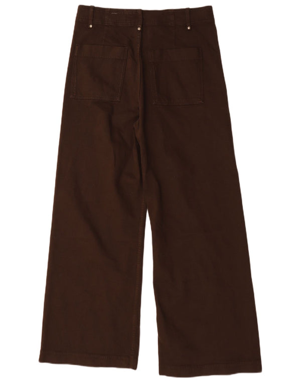 Zara Pantalones Casuales De Pierna Ancha Y Cintura Alta para Mujer EU 42 Large W32 L29 Marrón