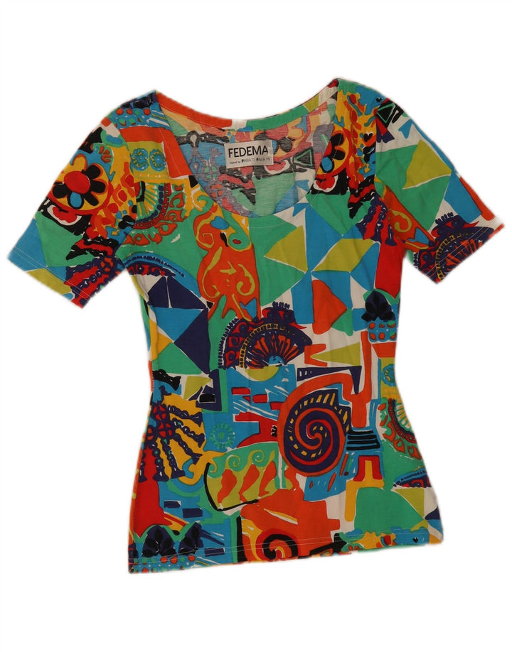 Camiseta gráfica vintage para mujer Top IT 42 Medio multicolor geométrico