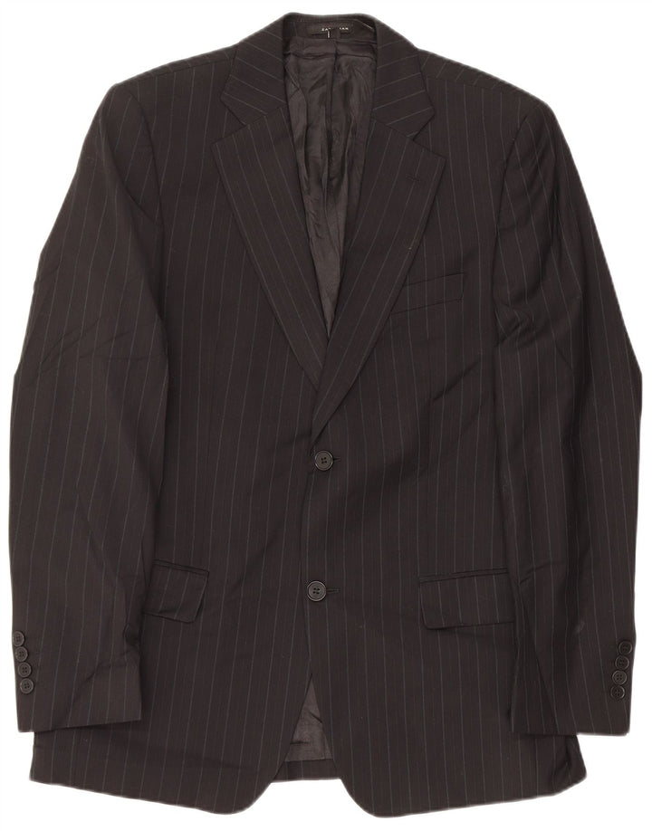 Zara Chaqueta tipo blazer de 2 botones para hombre EU 48 Mediana Lana a rayas negras
