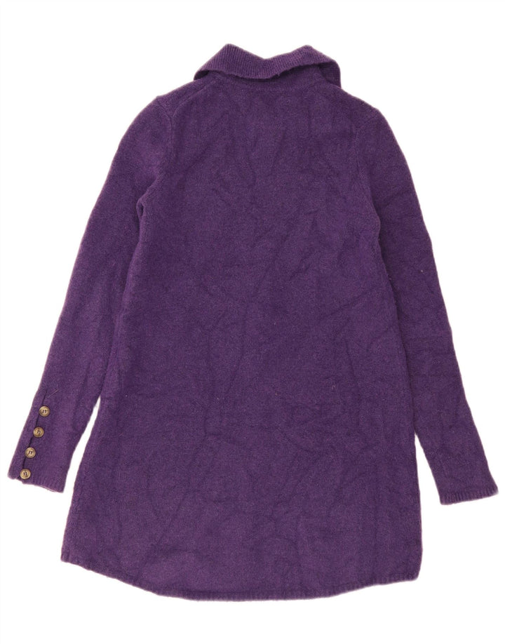 Zara Mujer Longline Cardigan Suéter UK 10 Small Púrpura Poliéster