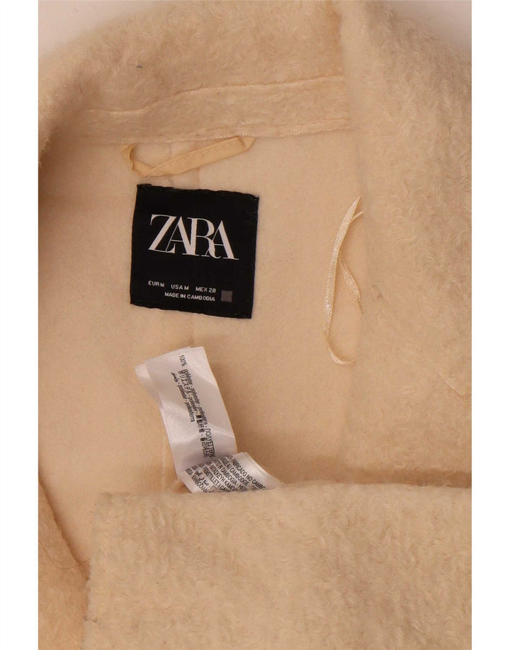 Zara Mujer Abrigo De Lana Extragrande UK 44 Poliéster Beige Medio