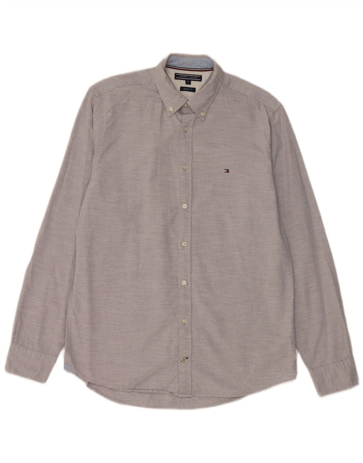 Camisa Tommy Hilfiger de corte regular para hombre de algodón moteado en gris medio