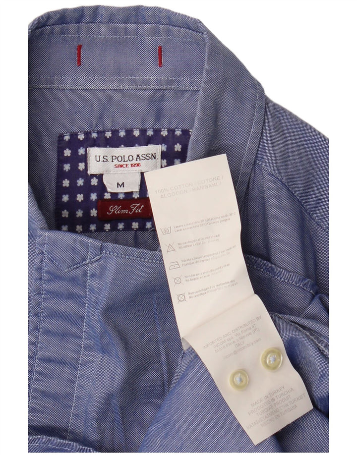 Asociación de Polo de EE. UU. Camisa Slim Fit Algodón Azul Medio Hombre