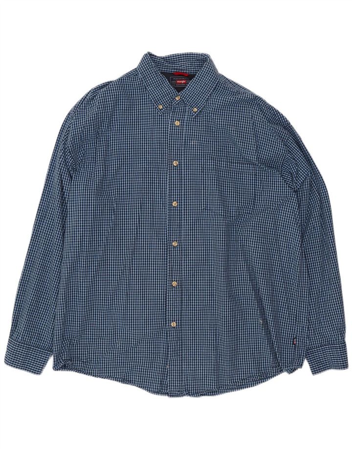 Camisa Wrangler Hombre XL Algodón Vichy Azul