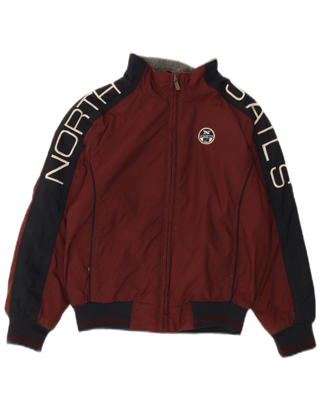 NORTH SAILS Boys Graphic Bomber Jacket 5-6 Years Burgundy Colourblock