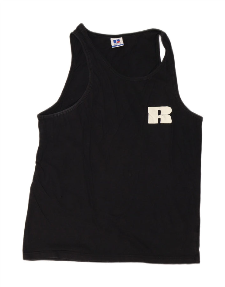RUSSELL ATHLETIC Camiseta sin mangas gráfica para hombre pequeña de algodón negro