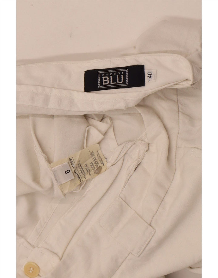Alberto Aspesi Mujer Blu Bootcut Traje Pantalones IT 40 Small W27 L31 Blanco