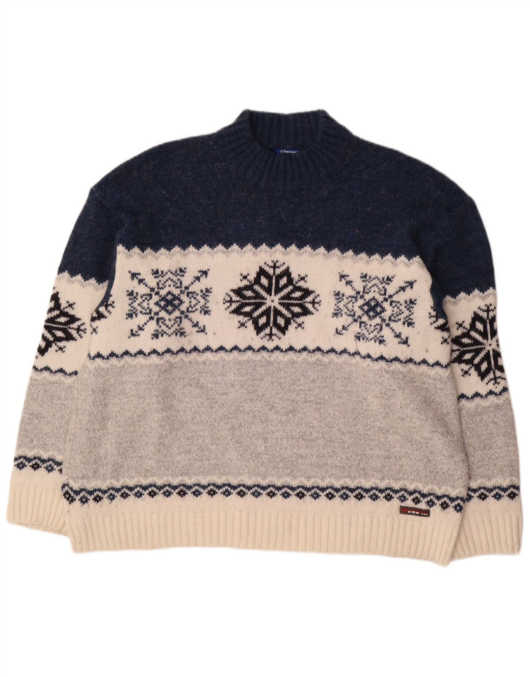 Campagnolo Jersey De Cuello Alto Para Hombre XL Lana Fair Isle Multicolor