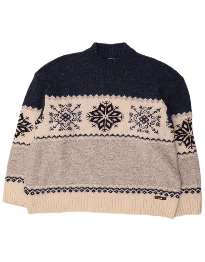 Campagnolo Jersey De Cuello Alto Para Hombre XL Lana Fair Isle Multicolor