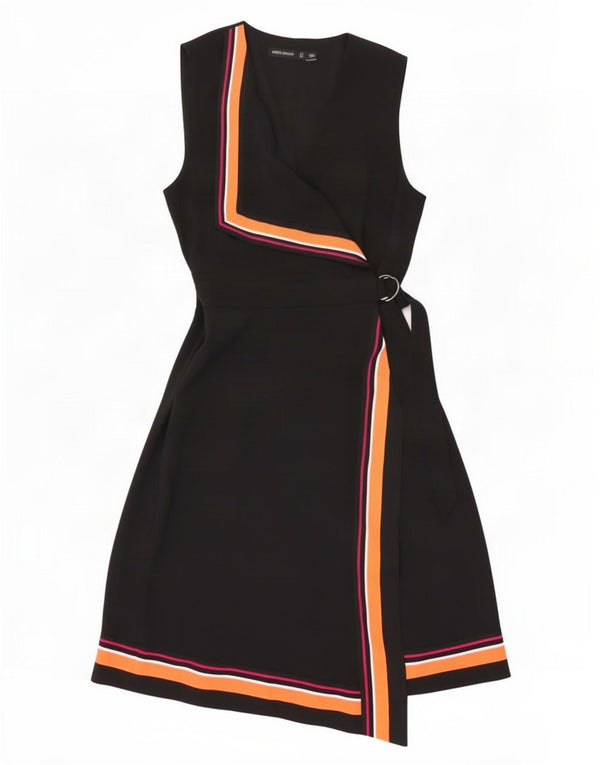 Karen Millen Vestido cruzado sin mangas para mujer UK 42 Mediano Bloque de color negro