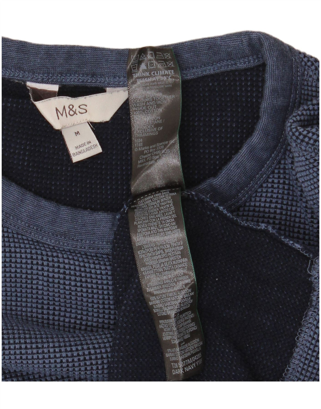MARKS & SPENCER Camiseta holgada de manga larga de algodón azul medio para hombre