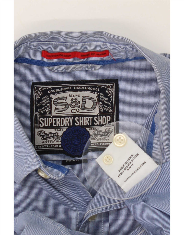 Camisa Superdry Hombre De Algodón A Rayas Azul Medio