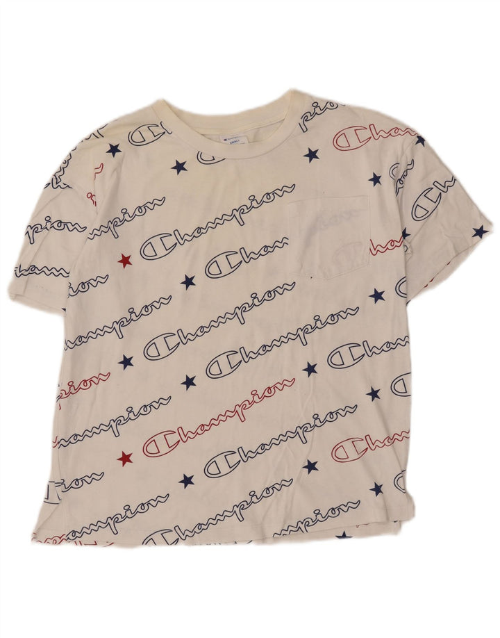 Champion Camiseta con gráfico extragrande para mujer UK 10 Small White