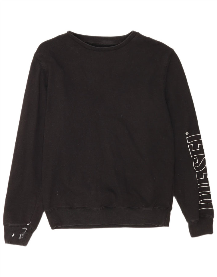 Diesel Sudadera Gráfica para Mujer Jumper UK 44 Mediano Algodón Negro