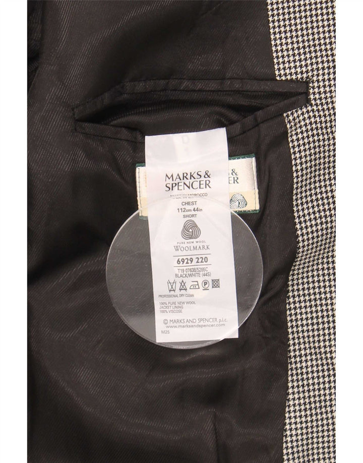 Marks & Spencer Chaqueta tipo blazer de 2 botones para hombre UK 44 XL Pata de gallo negra