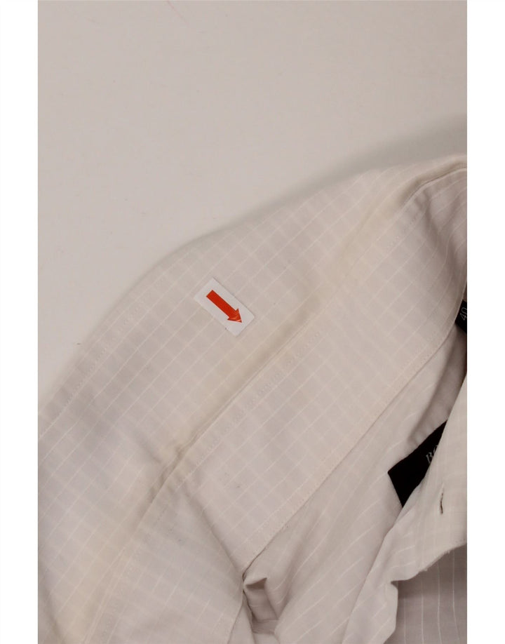 HUGO BOSS Camisa de corte regular para hombre Talla 40 15 3/4 Mediana Vichy blanca