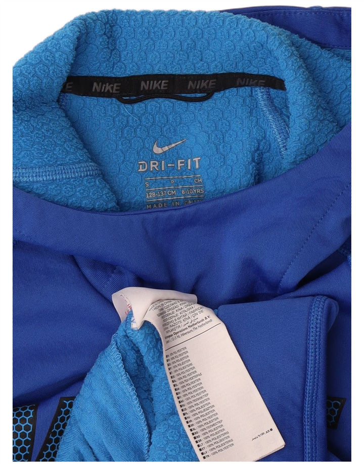 NIKE Boys Dri Fit Graphic Sudadera con capucha Jumper 8-9 años Pequeño Azul Poliéster
