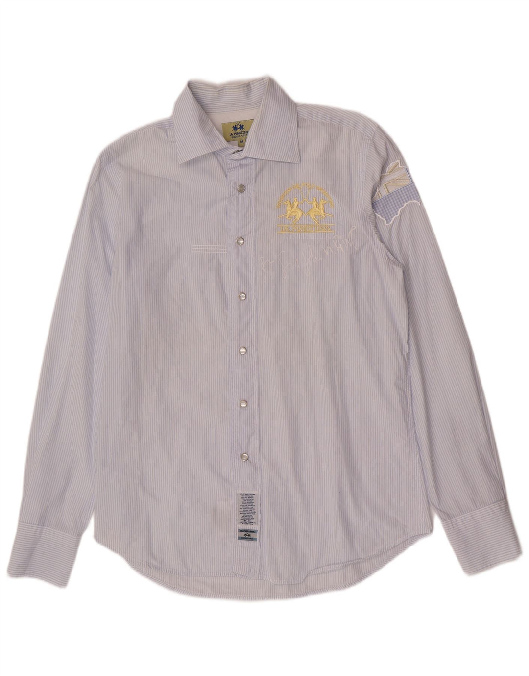 La Martina Hombre Camisa Graphic Regular Fit De Algodón A Rayas Azul Medio
