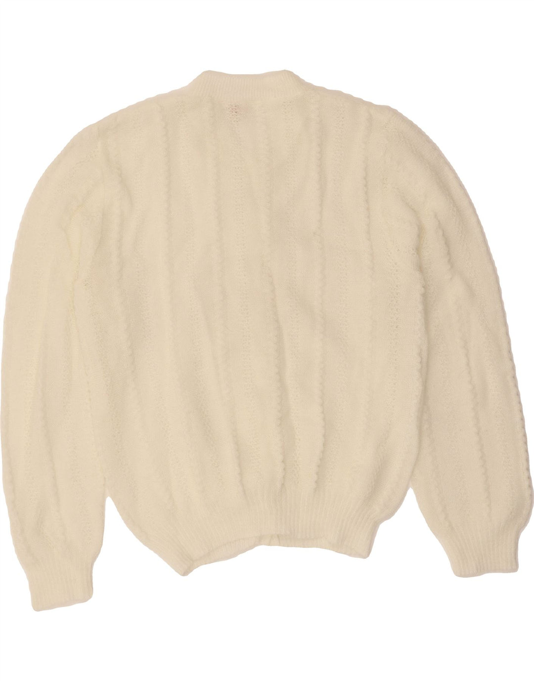 VINTAGE Womens Cardigan Sweater UK 12 Medium White Polyacrylic Vintage Vintage and Second-Hand Vintage from Messina Hembry 