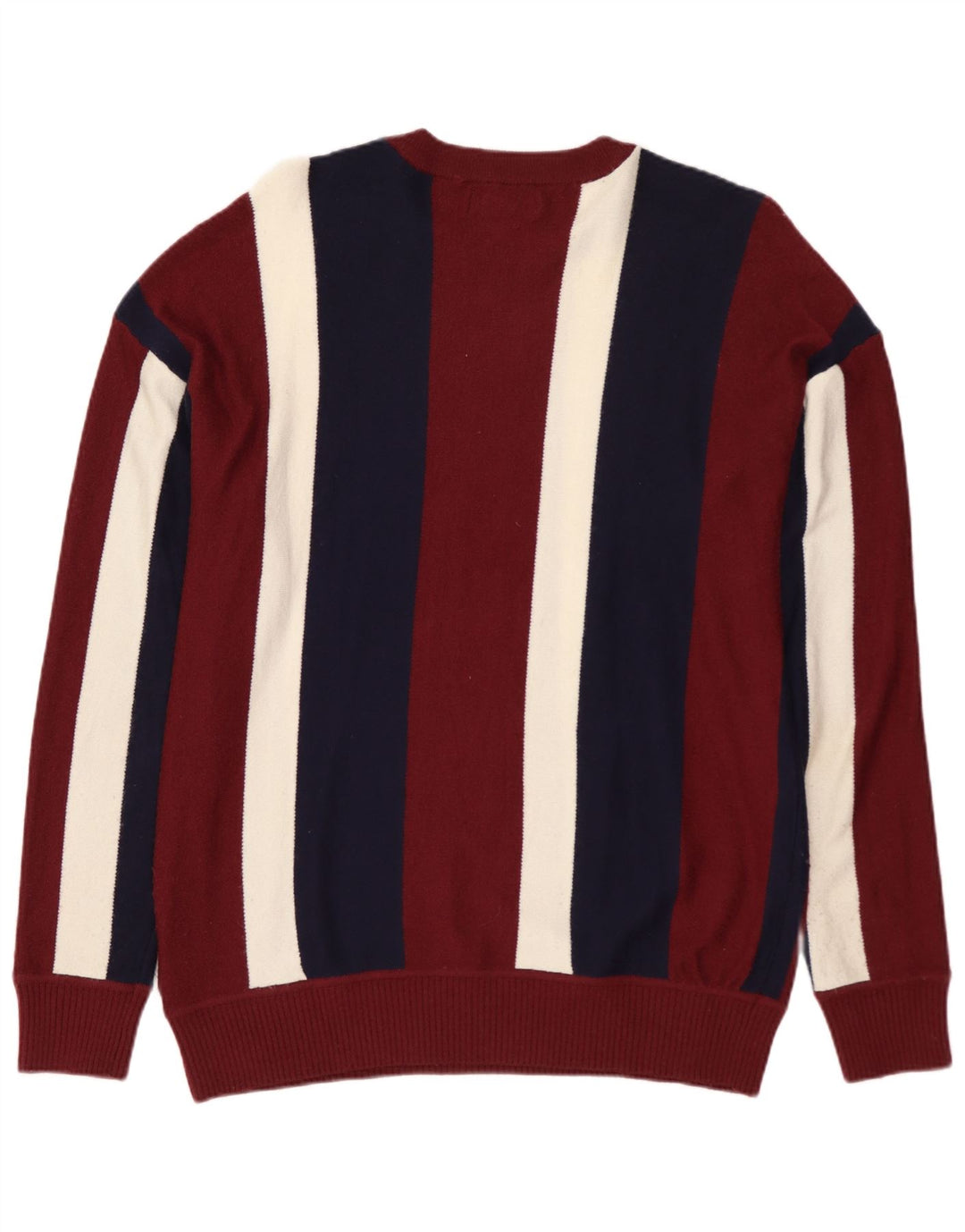 ZARA Hombre Jersey Cuello Redondo Nylon Rayas Mediano Burdeos